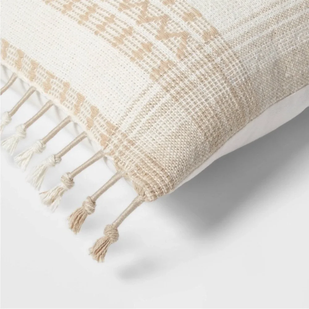 NEW Threshold Cream and Tan Decorative Pillow